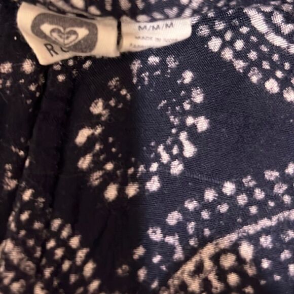 Roxy cardigan 100% viscose navy blue white geometric Med FIRM on PRICE - Picture 6 of 9
